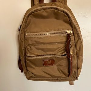 Frye brand monochromatic vinyl and leather backpack